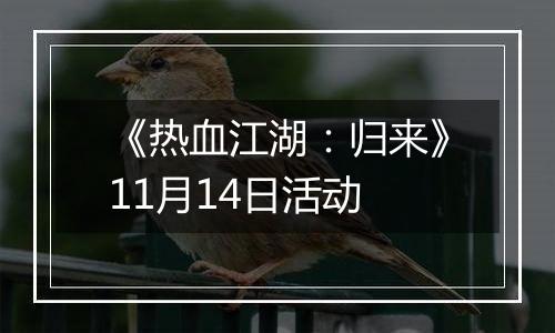 《热血江湖：归来》11月14日活动
