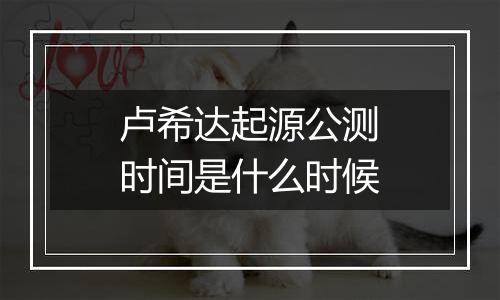 卢希达起源公测时间是什么时候