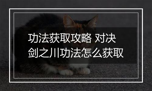 功法获取攻略 对决剑之川功法怎么获取