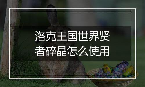 洛克王国世界贤者碎晶怎么使用