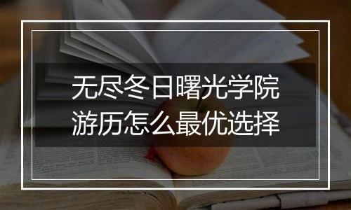 无尽冬日曙光学院游历怎么最优选择