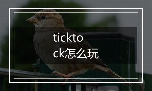 ticktock怎么玩
