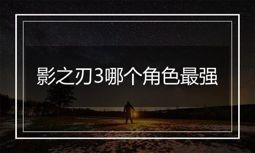 影之刃3哪个角色最强