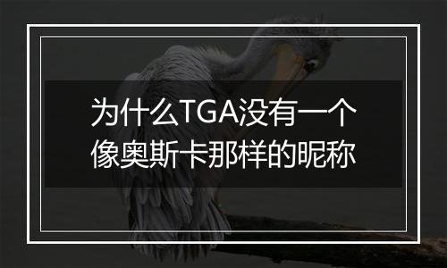 为什么TGA没有一个像奥斯卡那样的昵称