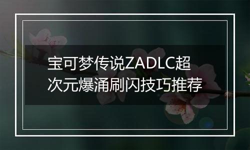 宝可梦传说ZADLC超次元爆涌刷闪技巧推荐