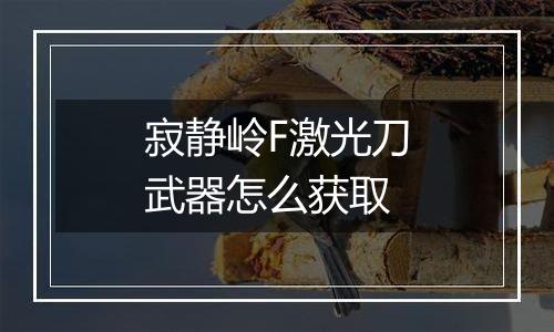 寂静岭F激光刀武器怎么获取