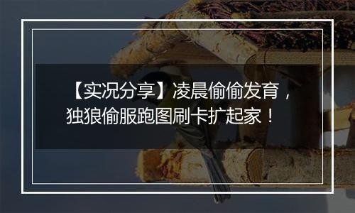 【实况分享】凌晨偷偷发育，独狼偷服跑图刷卡扩起家！