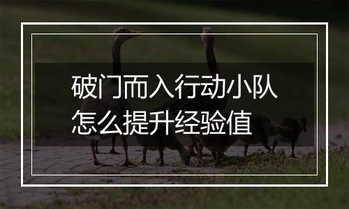 破门而入行动小队怎么提升经验值