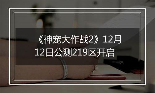 《神宠大作战2》12月12日公测219区开启