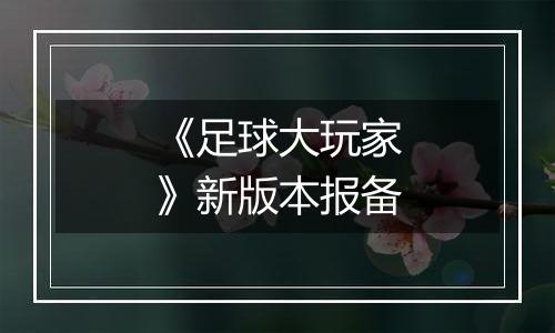 《足球大玩家》新版本报备