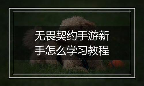 无畏契约手游新手怎么学习教程