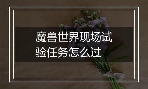 魔兽世界现场试验任务怎么过