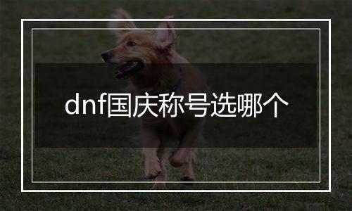 dnf国庆称号选哪个