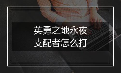 英勇之地永夜支配者怎么打