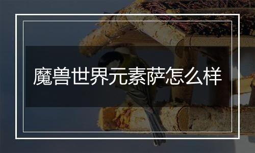 魔兽世界元素萨怎么样