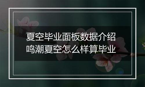 夏空毕业面板数据介绍 鸣潮夏空怎么样算毕业