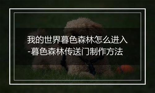 我的世界暮色森林怎么进入-暮色森林传送门制作方法