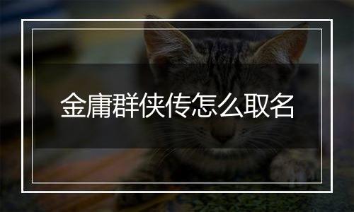 金庸群侠传怎么取名