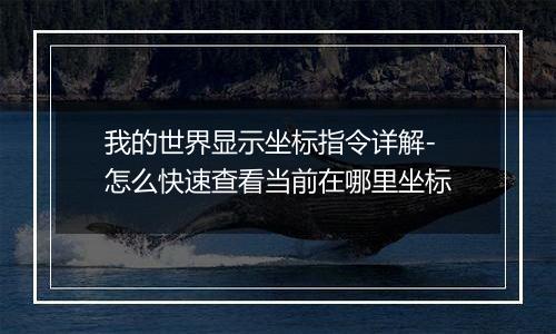 我的世界显示坐标指令详解-怎么快速查看当前在哪里坐标