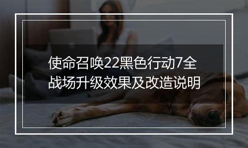 使命召唤22黑色行动7全战场升级效果及改造说明