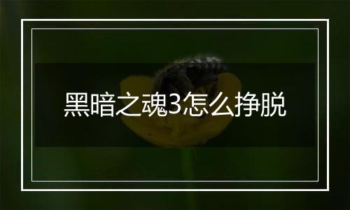 黑暗之魂3怎么挣脱
