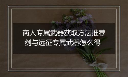 商人专属武器获取方法推荐 剑与远征专属武器怎么得