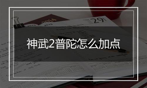 神武2普陀怎么加点