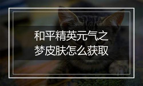 和平精英元气之梦皮肤怎么获取